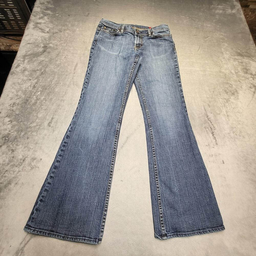 X2 Denim Laboratory Jeans Womens 4 Blue Medium Wash Flared Ultra Low Slim Denim